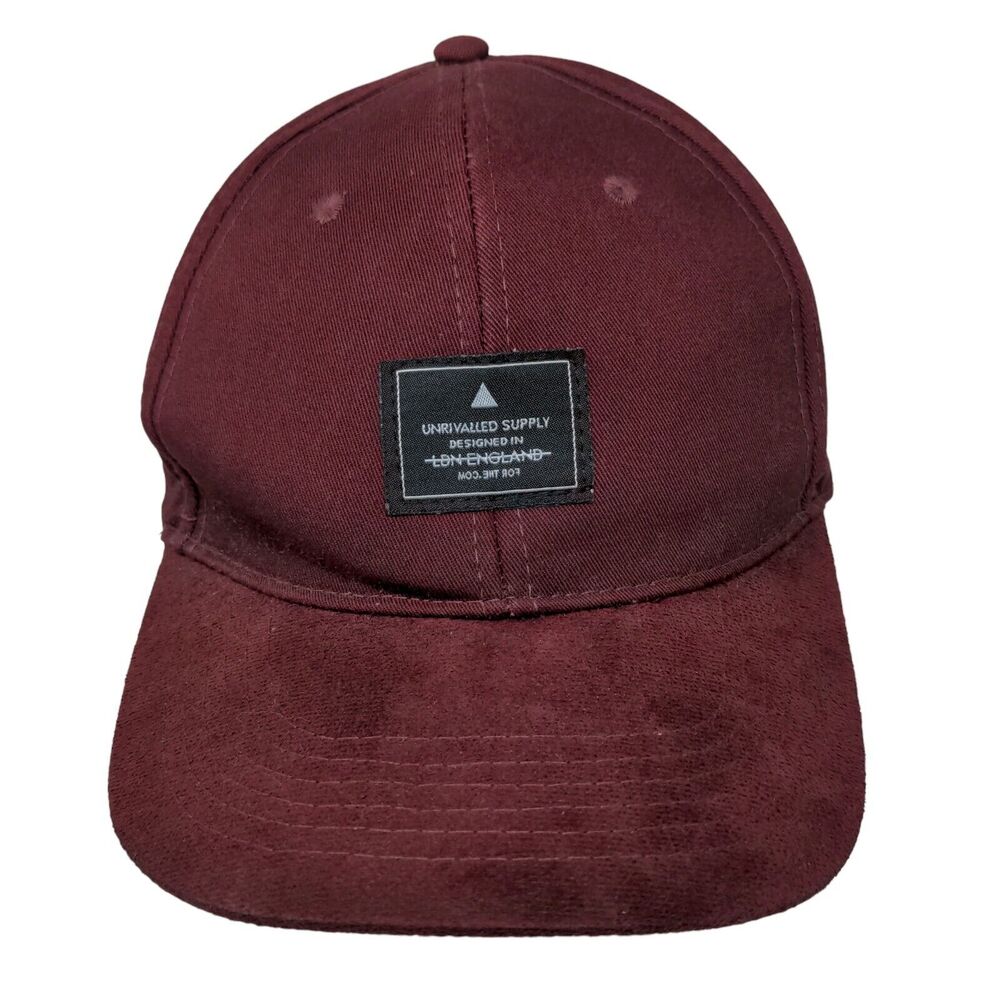 Unrivaled Supply Men's Snapback Hat Red Burgundy Patch Logo Vent Holes